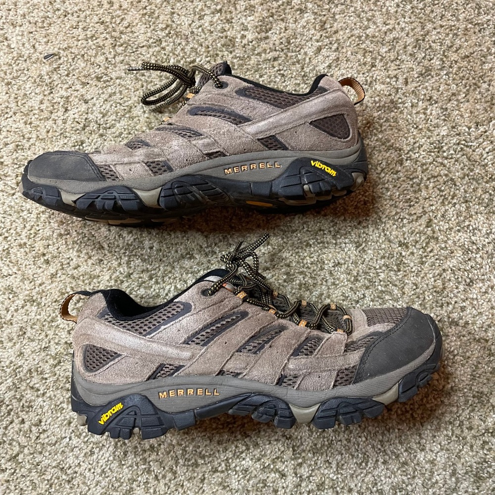 Merrell Moab Hiking Shoes Brown Suede Vibram Outdoors Gorpcore Low Top